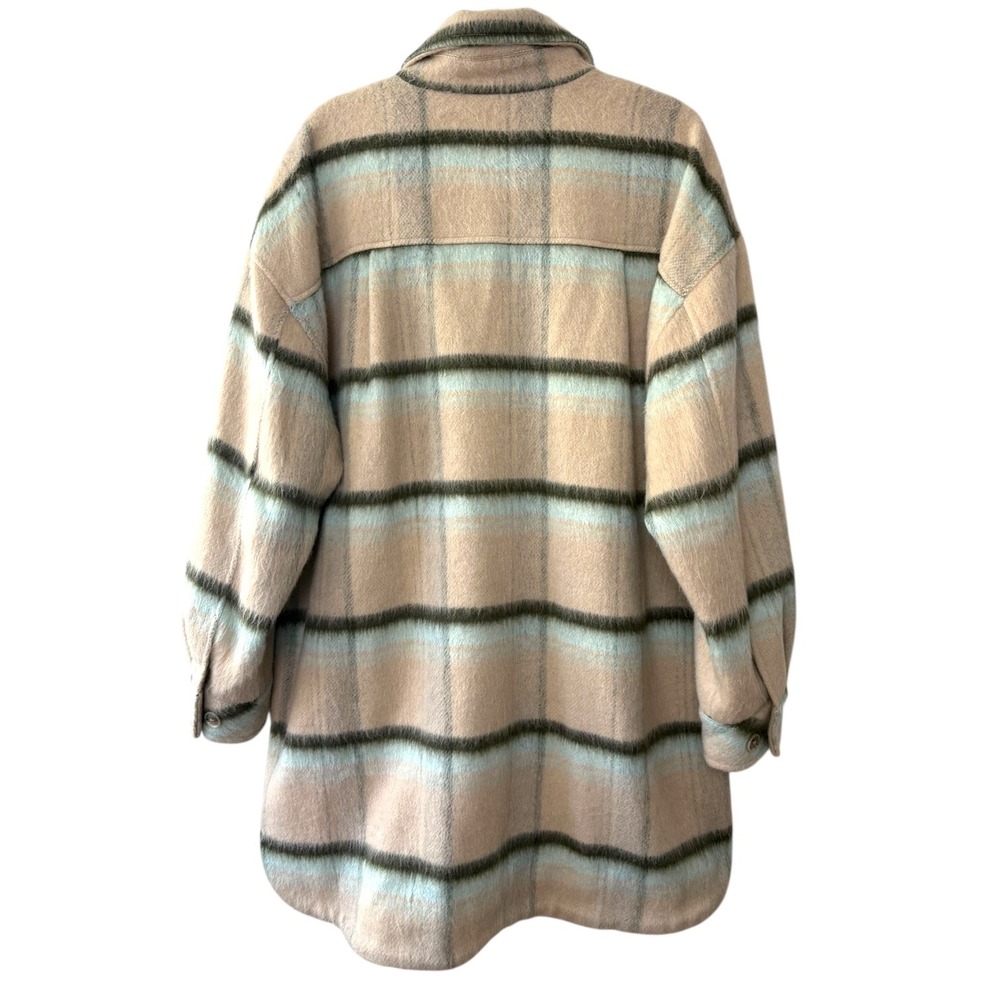 We The Free Free People Vienna Fuzzy Plaid Shirt Jacket Oversized Shacket - Picture 8 of 8